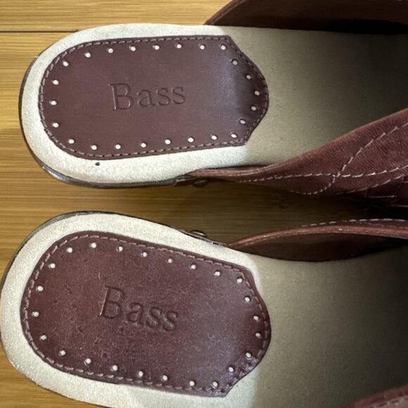 Bass Jillian Brown Basketweave Brazilian Leather Upper 6.5M Clogs Mule Boho Y2K - Picture 5 of 8